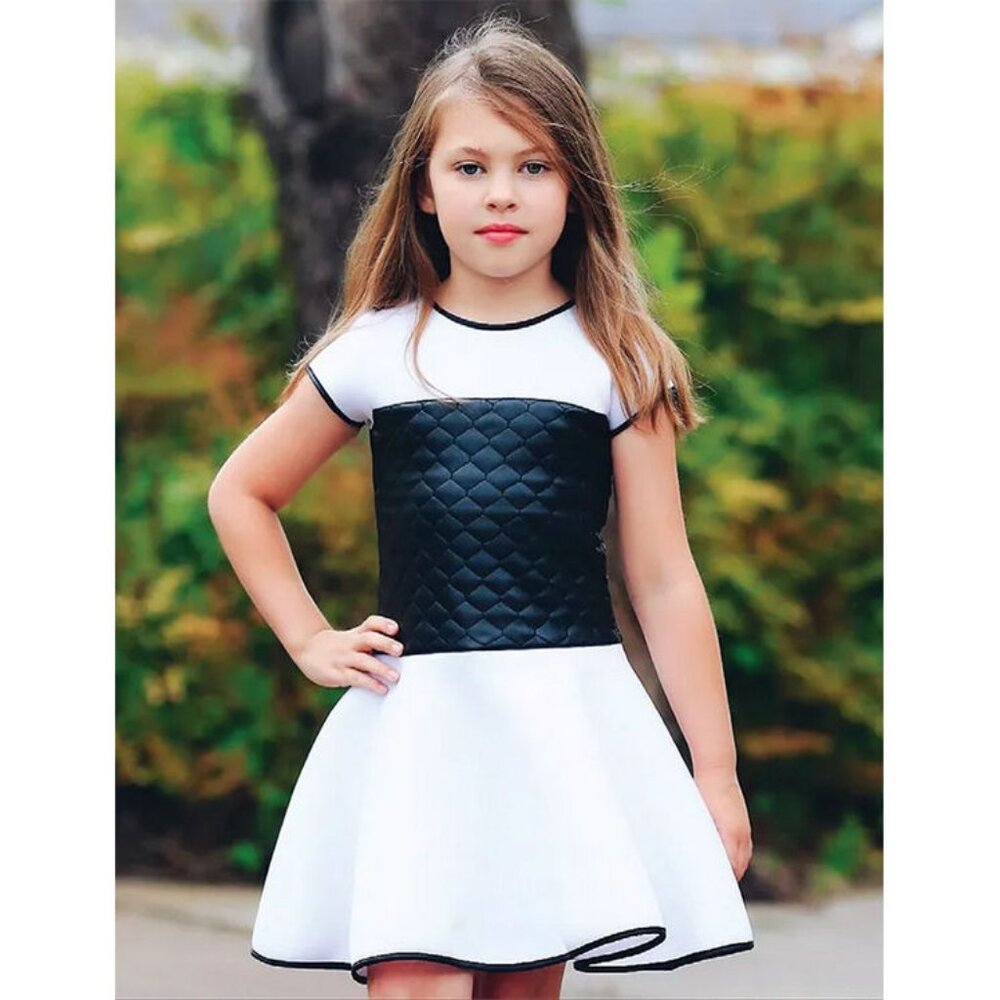 NEW Dolls & Divas Black White Short Sleeves Girls‎ Dress 6 16 Special Occasion